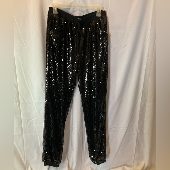 jess lea Pants - Jess Lea Women’s Black Sparkly Sequin Joggers Size XL 14-16 s 29” Inseam